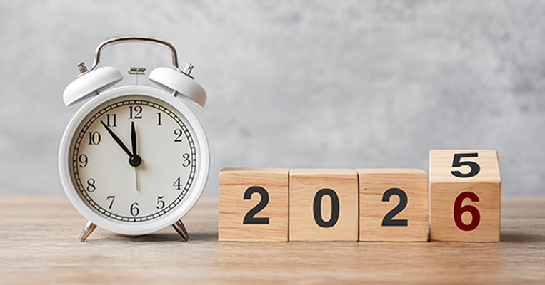 Clock and blocks with 2025